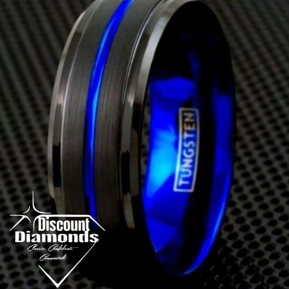 Black & Blue Tungsten Ring